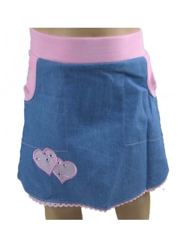 Rokje denim met geborduurde hartjes Rokje denim met geborduurde hartjes